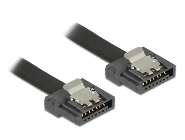 Delock FLEXI - SATA-kabel - Serial ATA 150/300/600 - SATA (hann) til SATA (hann) - 30 cm - låst - svart