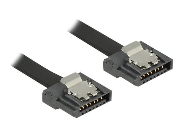 Delock FLEXI - SATA-kabel - Serial ATA 150/300/600 - SATA (hann) til SATA (hann) - 30 cm - låst - svart