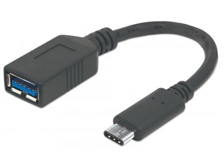 Manhattan 355285, 0,15 m, USB C, USB A, USB 3.2 Gen 1 (3.1 Gen 1), 5 Gbit/s, Sort