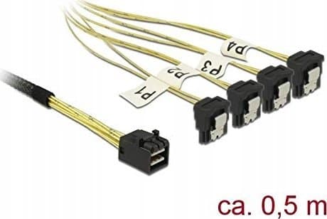 Delock - SATA/SAS-kabel - SAS 6Gbit/s - 4 x Mini SAS HD (SFF-8643) (P) til SATA (R) vinklet - 50 cm