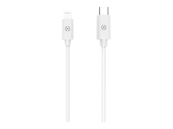Celly - Lightning-kabel - 24 pin USB-C hann til Lightning hann - 1 m - hvit - Power Delivery-støtte