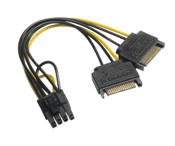 Akasa - Strømadapter - SATA-strøm (hann) til 8-pins PCIe-strøm (6+2) (hunn) - 15 cm