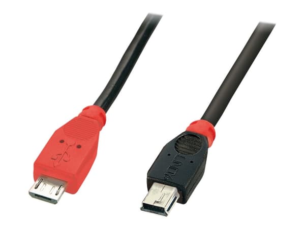 Lindy 31718 USB-kaapeli 1 m USB 2.0 Micro-USB B Mini-USB B Musta