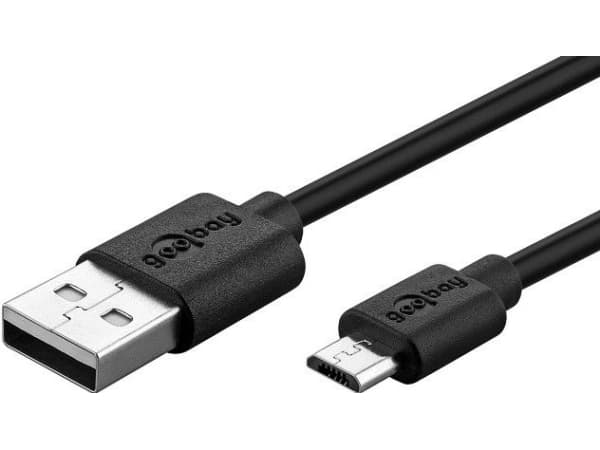 Goobay USB micro-B 180, 1.8m, 1,8 m, Micro-USB B, USB A, Hane/Hane, Svart