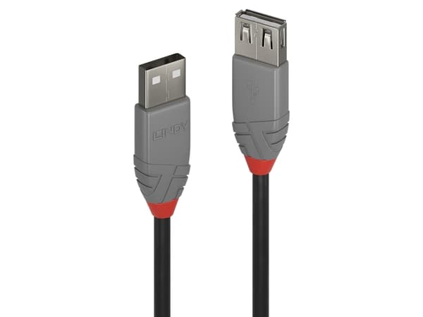 Lindy 36704, 3 m, USB A, USB A, USB 2.0, 0,48 Gbit/s, Svart, Grå