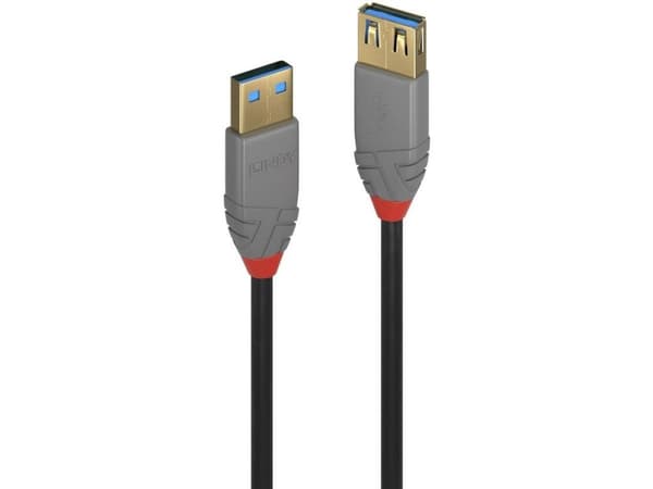 Lindy 36761, 1 m, USB A, USB A, USB 3.2 Gen 1 (3.1 Gen 1), 5 Gbit/s, Svart