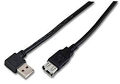 MicroConnect USB 2.0 - USB forlængerkabel - USB (hun) til USB (han) - 1,8 m - 90° stikforbindelse - sortti
