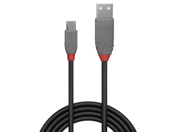 Lindy 36735, 5 m, USB A, Micro-USB B, USB 2.0, 0,48 Gbit/s, Svart, Grå