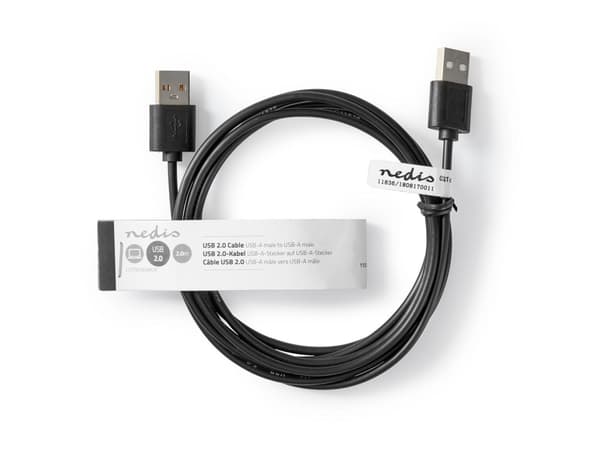 Nedis - USB-kaapeli - USB (uros) - USB (uros) - USB 2.0 - 2 m - musta