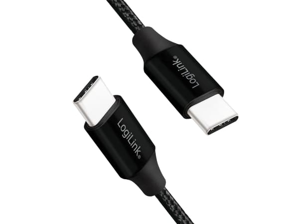 LogiLink CU0154, 1 m, USB C, USB C, USB 2.0, Svart