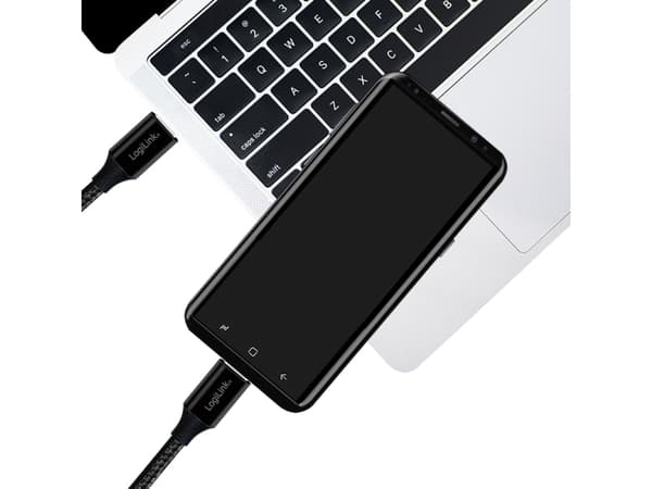 LogiLink CU0154, 1 m, USB C, USB C, USB 2.0, Svart