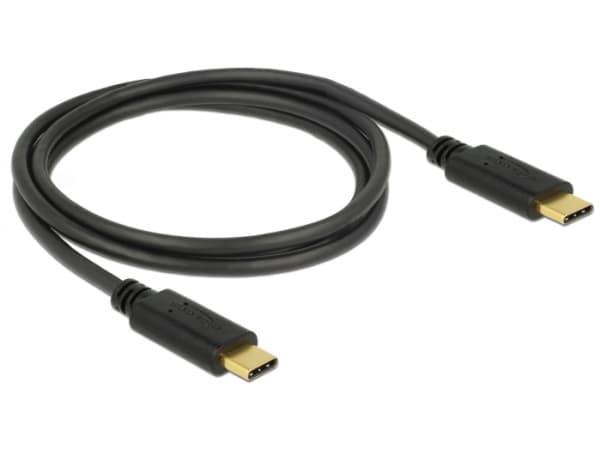 Delock - USB-kabel - 24 stift USB-C (han) till 24 stift USB-C (han) - USB 2.0 - 5 A - 1 m - sort