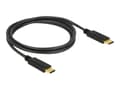 Miniatyrbild 1 av 5: Delock - USB-kabel - 24 stift USB-C (han) till 24 stift USB-C (han) - USB 2.0 - 5 A - 1 m - sort