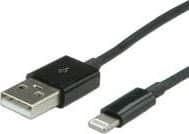 Value USB A/Lightning 1m, 1 m, Lightning, USB A, Musta, Suora, Suora