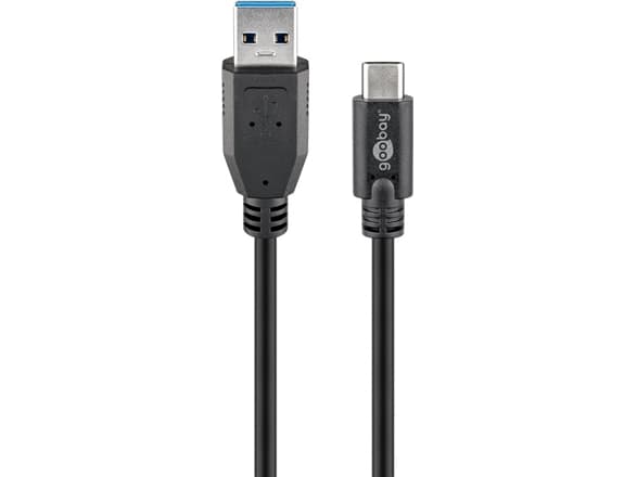 Goobay 67999, 0,5 m, USB A, USB C, USB 3.2 Gen 1 (3.1 Gen 1), 5 Gbit/s, Svart
