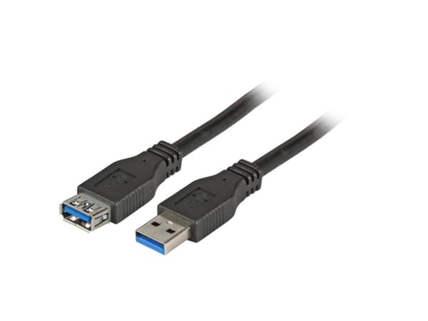 EFB Elektronik 1m USB 3.0, 1 m, USB A, USB A, USB 3.2 Gen 1 (3.1 Gen 1), Hane/Hona, Svart