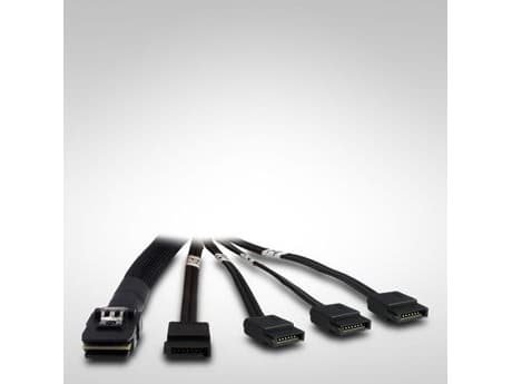 Inter-Tech - SATA/SAS-kabel - Serial ATA 150/300/600 - crossover - 36-pins 4i Mini MultiLane til SATA - 65 cm - svart