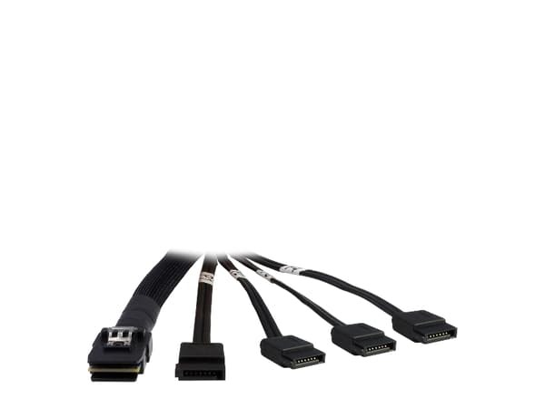 Inter-Tech - SATA/SAS-kabel - Serial ATA 150/300/600 - crossover - 36-pins 4i Mini MultiLane til SATA - 65 cm - svart