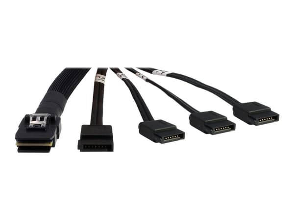Inter-Tech - SATA/SAS-kabel - Serial ATA 150/300/600 - crossover - 36-pins 4i Mini MultiLane til SATA - 65 cm - svart