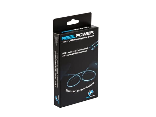 RealPower USB A/Micro-USB B 0.75m, 0,75 m, USB A, Micro-USB B, USB 2.0, Hane/Hane, Svart, Grön