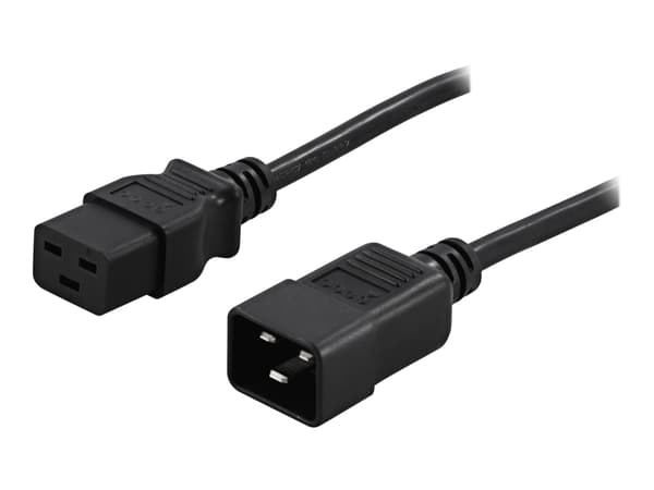 DELTACO DEL-112PA - Strømforlengelseskabel - IEC 60320 C19 til IEC 60320 C20 - AC 250 V - 16 A - 3 m - rett kontakt - svart