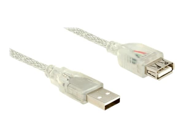 Delock - USB-förlängningskabel - USB (hona) till USB (hane) - USB 2.0 - 1 m - transparent