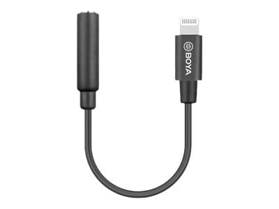 BOYA BY-K3 - Lightning til hodetelefonjakk-adapter - mini-phone stereo 3.5 mm hunn til Lightning hann - 6 cm - svart