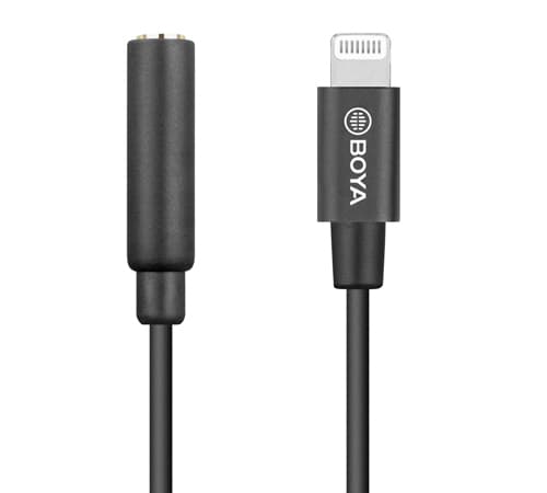 BOYA BY-K3 - Lightning til hodetelefonjakk-adapter - mini-phone stereo 3.5 mm hunn til Lightning hann - 6 cm - svart
