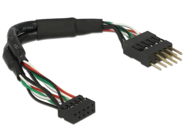 DeLOCK USB 2.0 Pin Header - USB-sisäkaapeli - 10-nastainen USB-liitäntäkotelo (naaras) - 10-nastainen USB-liitäntäkotelo (uros) - 12 m - musta - must