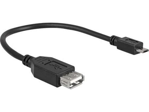 Goobay 95194, 0,2 m, USB A, Micro-USB B, USB 2.0, Hane/Hona, Svart