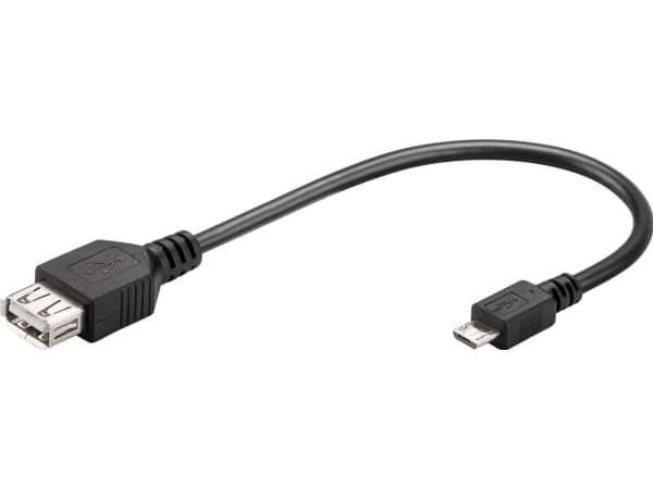 Goobay 95194, 0,2 m, USB A, Micro-USB B, USB 2.0, Hane/Hona, Svart