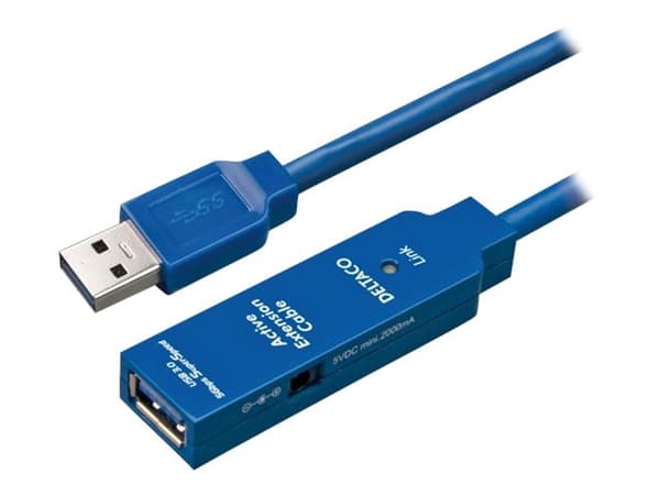 DELTACO USB3-1004 - USB-forlengelseskabel - USB-type A (hunn) til USB-type A (hann) - USB 3.0 - 7 m - aktiv - svart