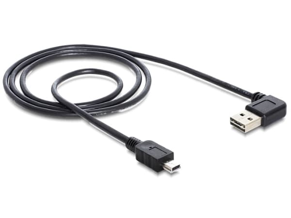 Delock EASY-USB - USB-kabel - mini-USB typ B (han) till USB (han) - USB 2.0 - 1 m - 90° stikforbindelse - sort
