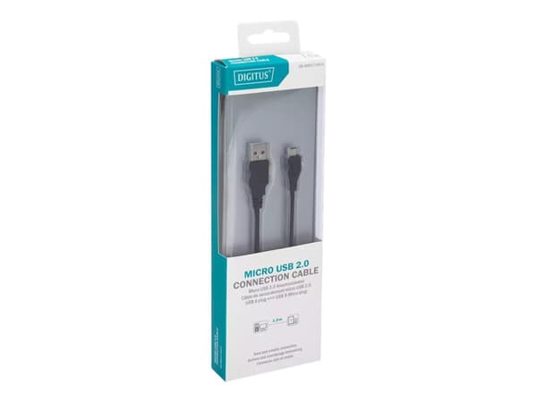DIGITUS - USB-kabel - USB (hane) till Micro-USB Type B (hane) - USB 2.0 - 1 m - formpressad - svart