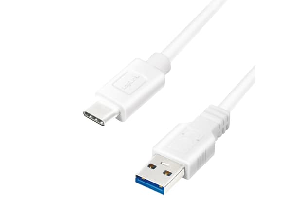 LogiLink CU0176, 2 m, USB A, USB C, USB 3.2 Gen 1 (3.1 Gen 1), Vit