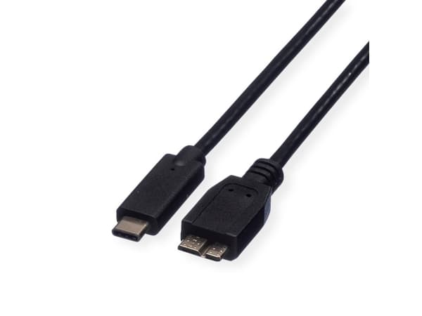 ROLINE 11.02.9005, 0,5 m, USB C, Micro-USB B, USB 3.2 Gen 1 (3.1 Gen 1), 5 Gbit/s, Svart