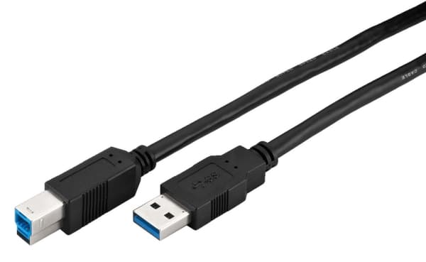 Goobay 93654, 3 m, USB A, USB B, USB 3.2 Gen 1 (3.1 Gen 1), 5 Gbit/s, Svart