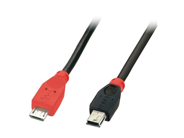Lindy 31719 USB-kablar 2 m USB 2.0 Mini-USB B Micro-USB B Svart, Röd