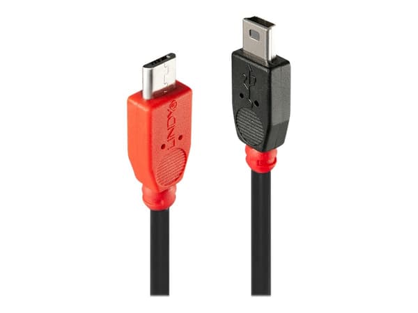 Lindy 31719 USB-kablar 2 m USB 2.0 Mini-USB B Micro-USB B Svart, Röd