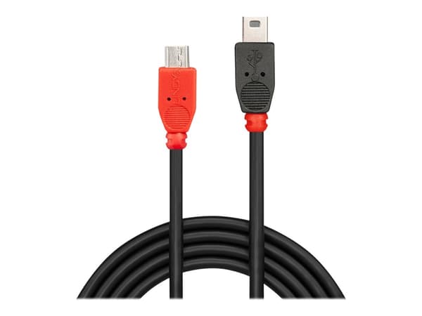 Lindy 31719 USB-kablar 2 m USB 2.0 Mini-USB B Micro-USB B Svart, Röd