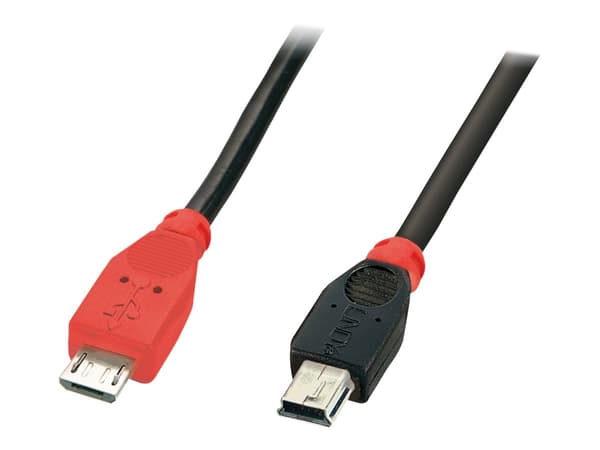 Lindy 31719 USB-kablar 2 m USB 2.0 Mini-USB B Micro-USB B Svart, Röd