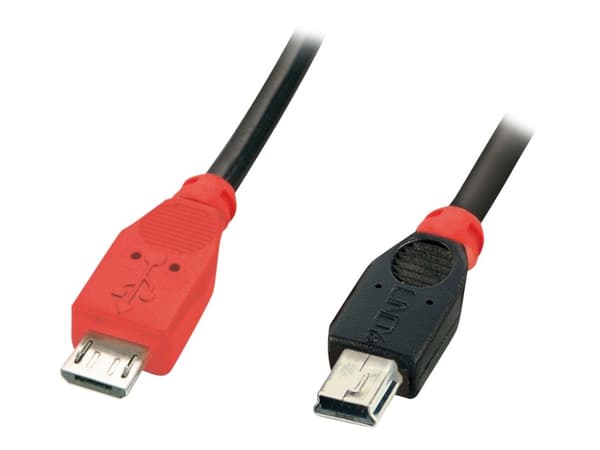 Lindy 31719 USB-kablar 2 m USB 2.0 Mini-USB B Micro-USB B Svart, Röd