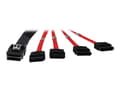 Miniatyrbild 1 av 3: Inter-Tech - SATA/SAS-kabel - Serial ATA 150/300/600 - 4-vägs - 36 stifts 4i Mini MultiLane till SATA - 1 m - röd