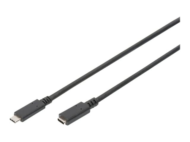 DIGITUS - USB-forlengelseskabel - USB-C (hann) til USB-C (hunn) - 20 V - 3 A - 2 m - 4K-støtte - svart