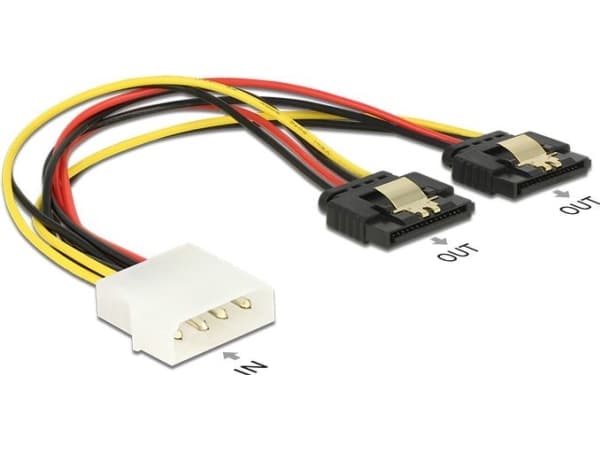 DeLOCK 85237, 0,2 m, Molex (4-pin), 2 x SATA 15-pinninen, Uros, Naaras, Suora