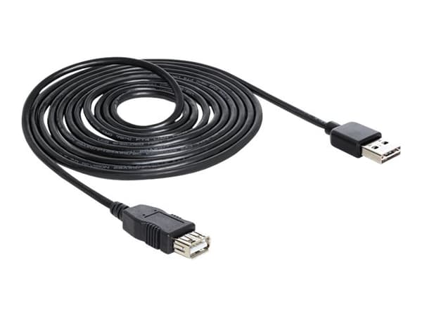 Delock EASY-USB - USB-forlengelseskabel - USB (hunn) til USB (hann) - USB 2.0 - 5 m - svart