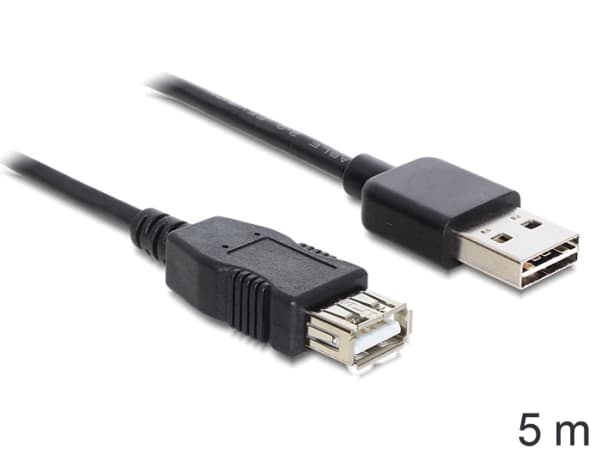 Delock EASY-USB - USB-forlengelseskabel - USB (hunn) til USB (hann) - USB 2.0 - 5 m - svart