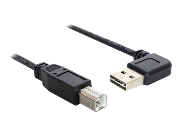 DeLOCK EASY-USB - USB-kabel - USB Type B (han) til USB (han) - 1 m - 90° stikforbindelse - sort