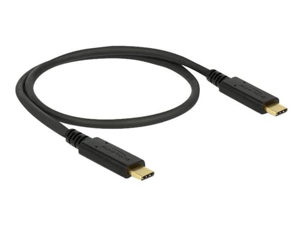 Delock - USB-kabel - 24 pin USB-C (hann) til 24 pin USB-C (hann) - USB 3.1 Gen 2 - 3 A - 50 cm - svart