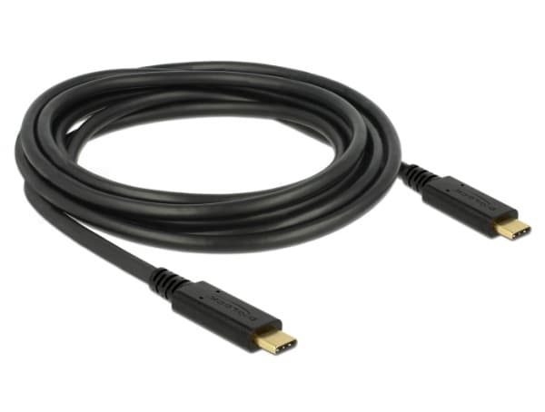 Delock - USB-kabel - 24 stift USB-C (han) till 24 stift USB-C (han) - USB 2.0 - 5 A - 3 m - sort